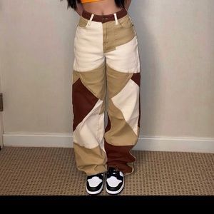Fashionnova patchwork wide leg jeans